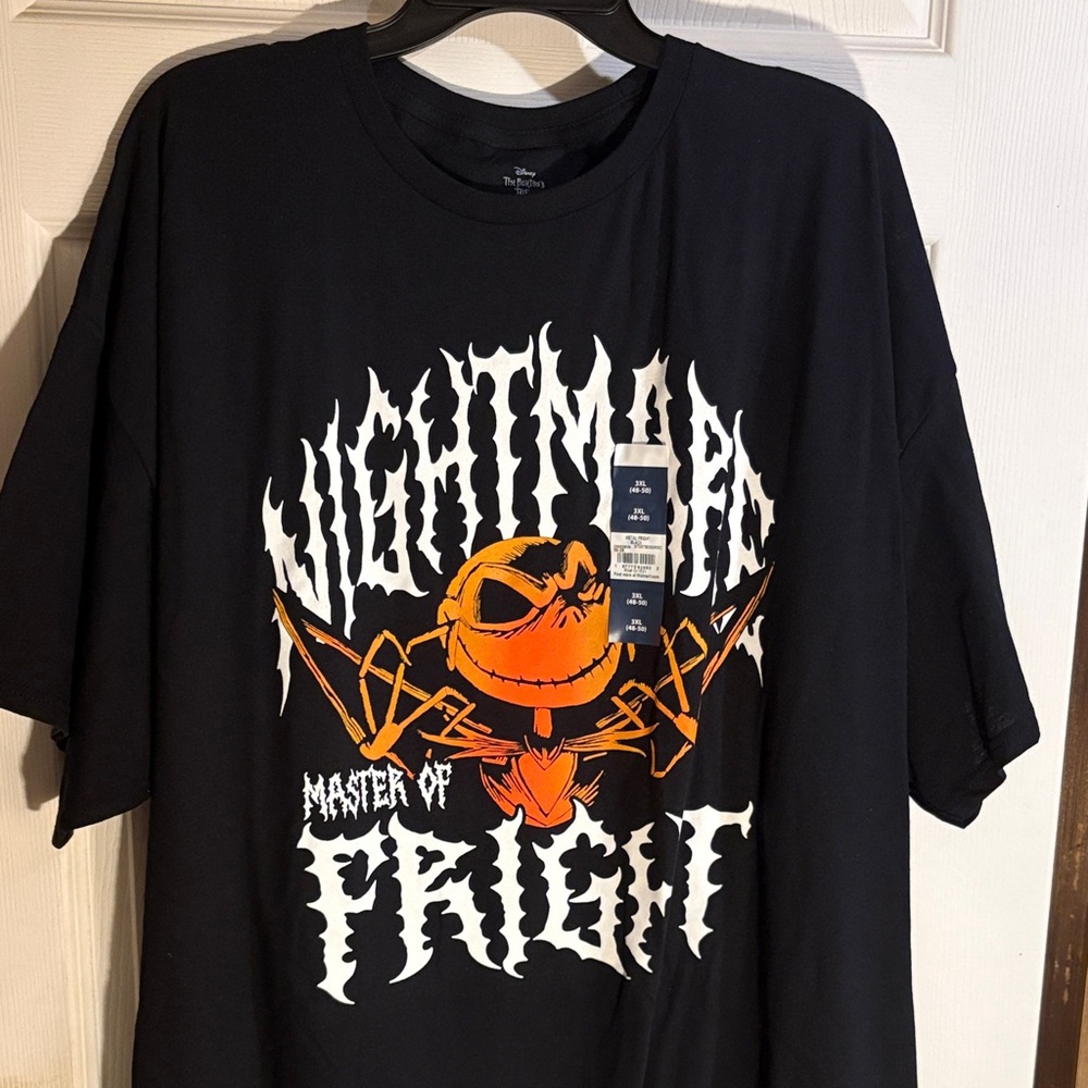 Disney Black Short Sleeve 'Master of Fright' Graphic Tee- Orange Print NWT 3XL